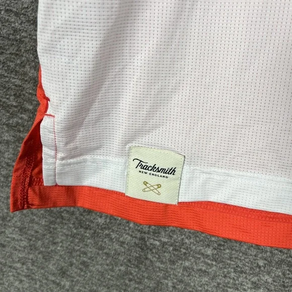 Tracksmith Shirt Mens XL Orange White Tank Top Running Singlet Mesh Athletic - Picture 3 of 11
